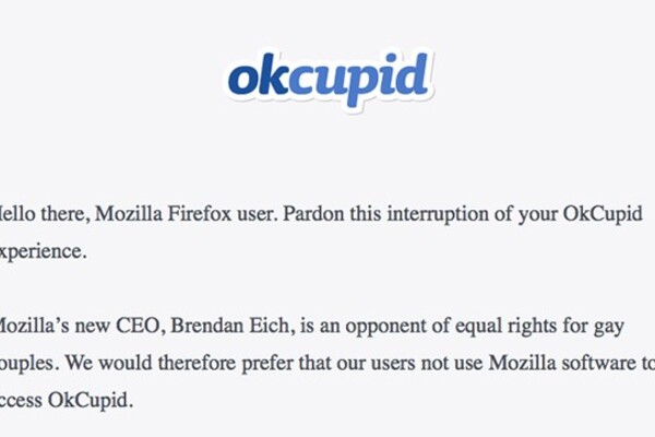 OkCupid takes strong stance against Mozilla and its new CEO