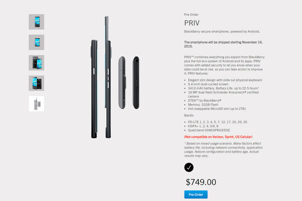 BlackBerry Priv specs leaked, as well as bloated price