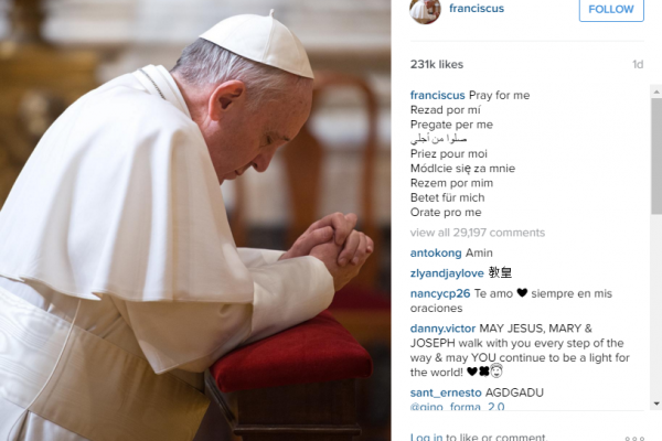 The Pope is now on Instagram