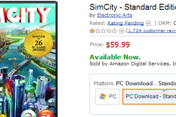 EA's horrendous always-on DRM leads to Amazon temporarily stopping sales of new 'SimCity' game, users to get free game as compensation