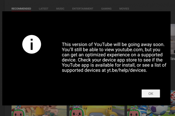 YouTube's TV portal shutting down
